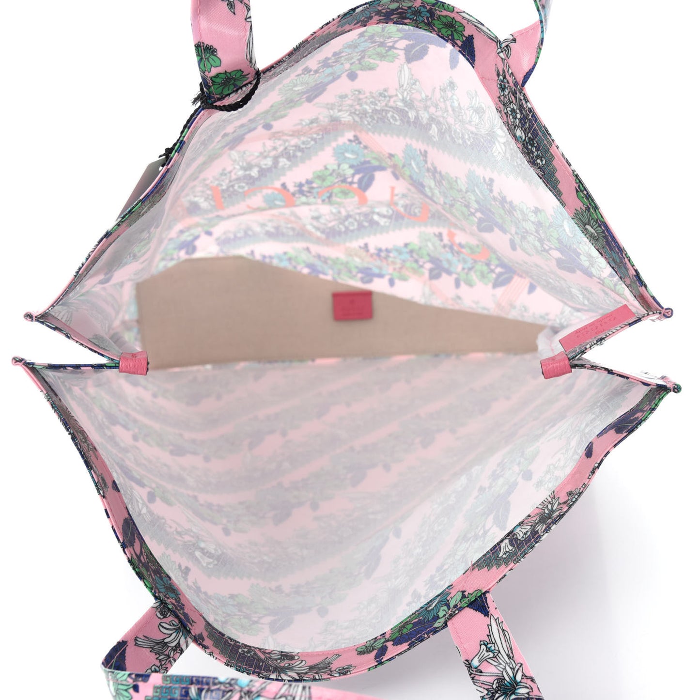 Patent Canvas Frame Logo Bouquet Print Vertical Tote Pink Daisy
