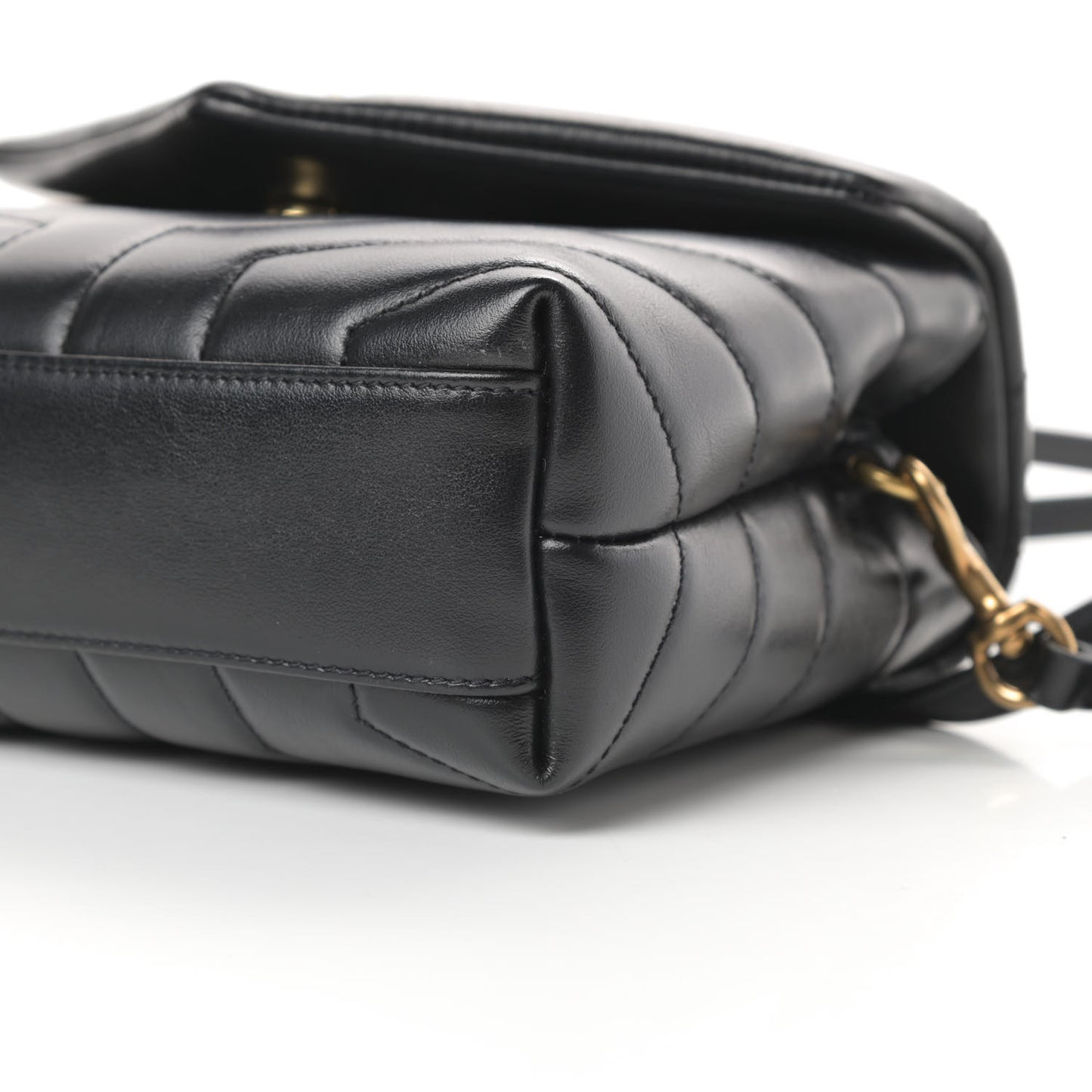 Calfskin Y Quilted Monogram Toy Loulou Crossbody Bag Black