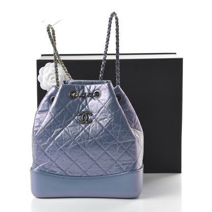 Chanel Iridescent Lambskin Calfskin Small Quilted Gabrielle Backpack Light Purple 10 of 10