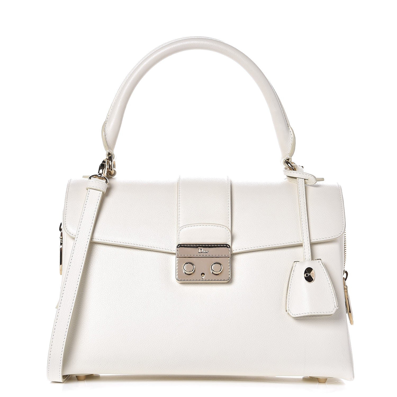 Christian Dior Grained Calfskin Top Handle Flap White 1 of 18