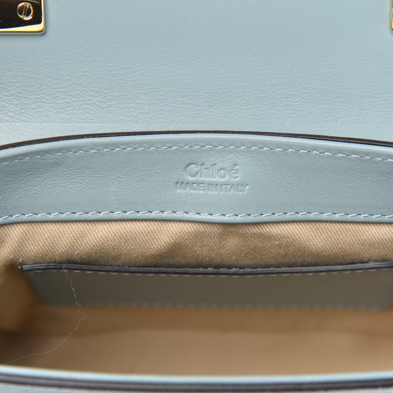 Chloe Calfskin Crocodile Embossed Mini C Double Carry Faded Blue 6 of 9