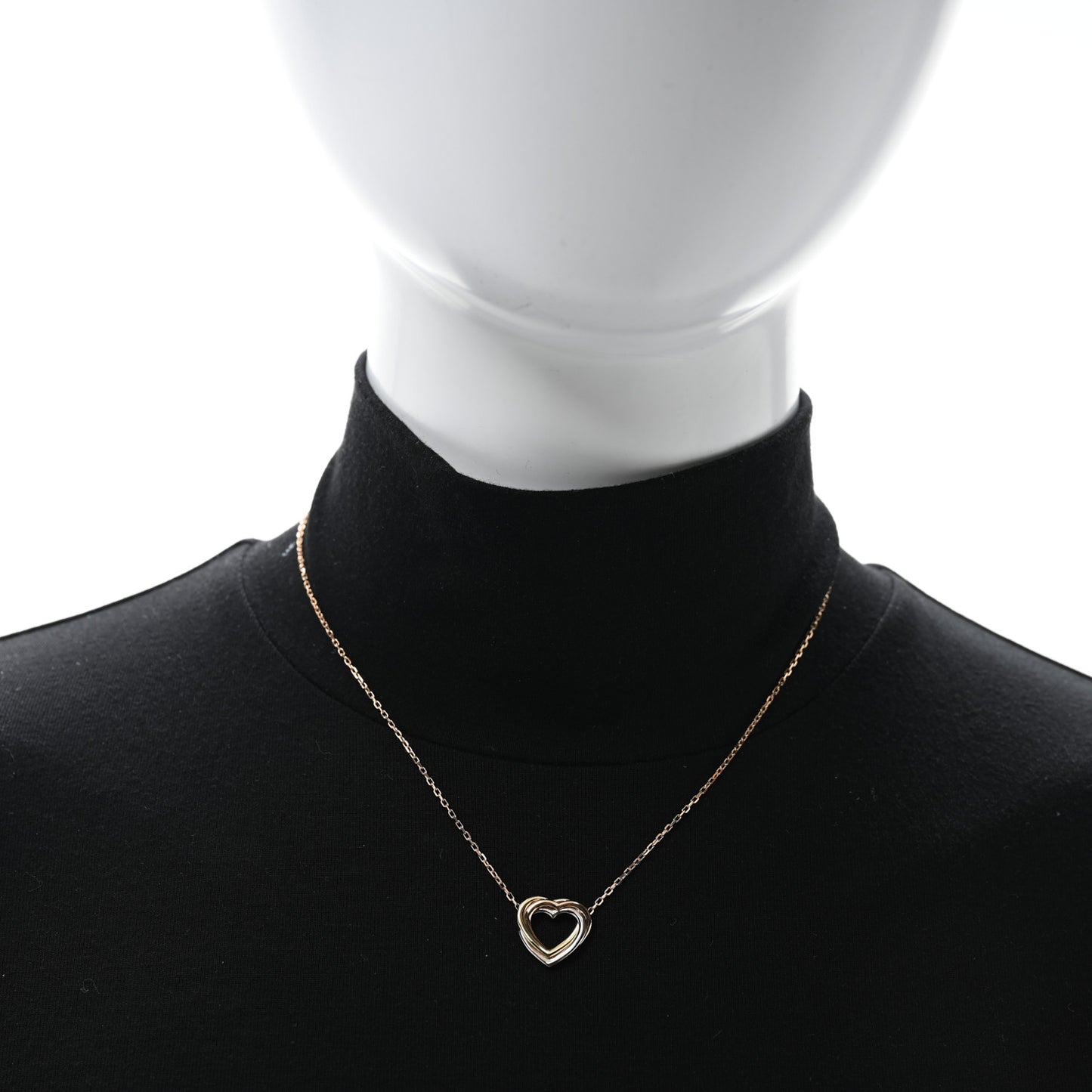 18K Pink Yellow White Gold Trinity Heart Necklace