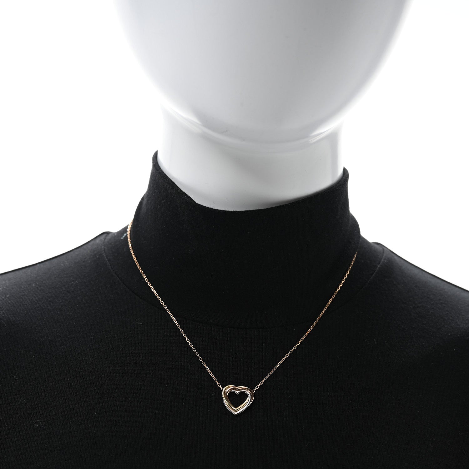 Cartier 18K Pink Yellow White Gold Trinity Heart Necklace 2 of 5