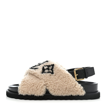 Louis Vuitton Shearling Paseo Sandals 40 Black 1 of 8