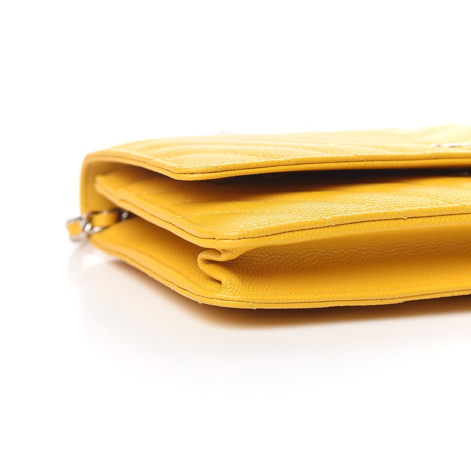Chanel Caviar Chevron Quilted Wallet On Chain WOC Yellow 5 of 11