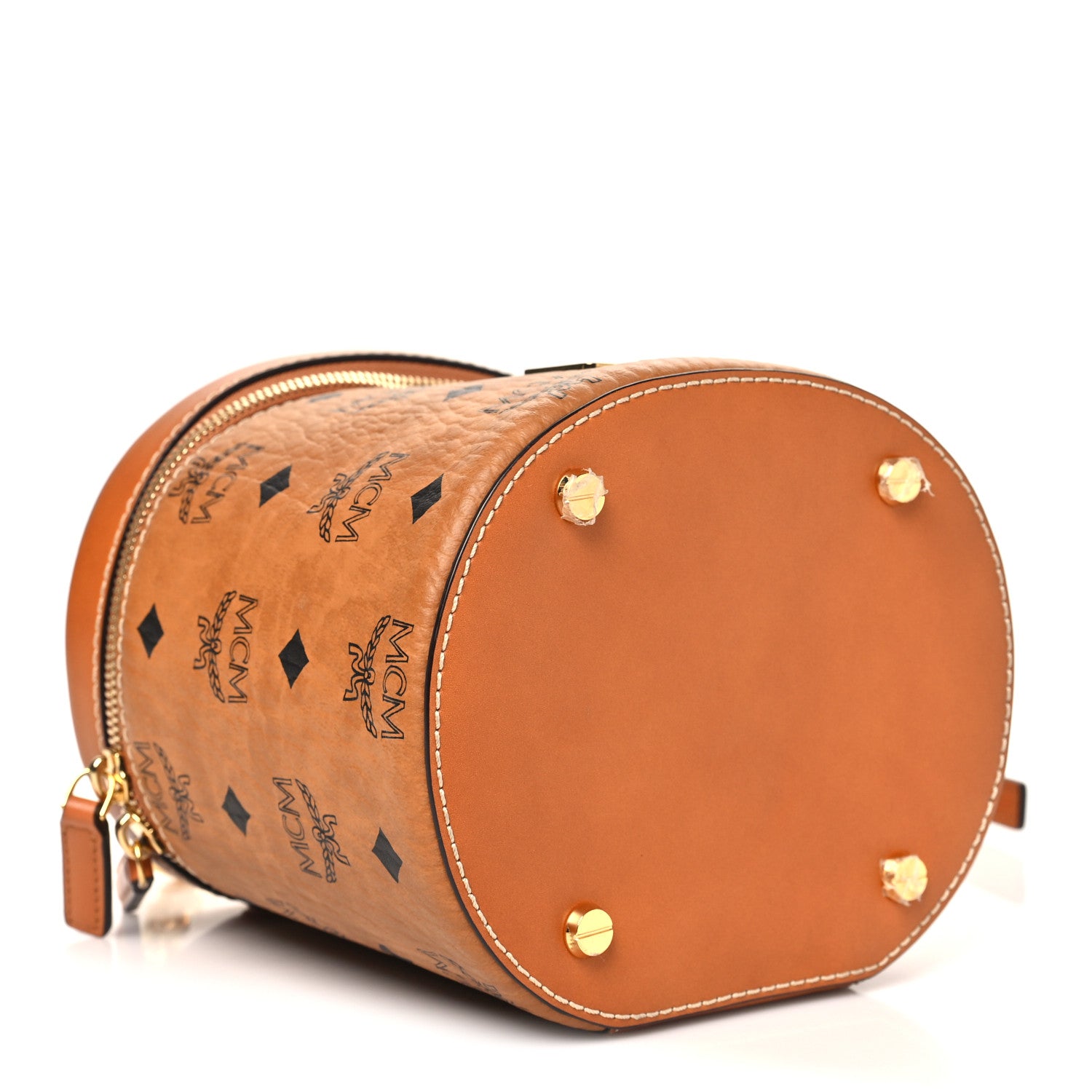 MCM Visetos Small Cylinder Crossbody Bag Cognac 1831207 – FASHIONPHILE