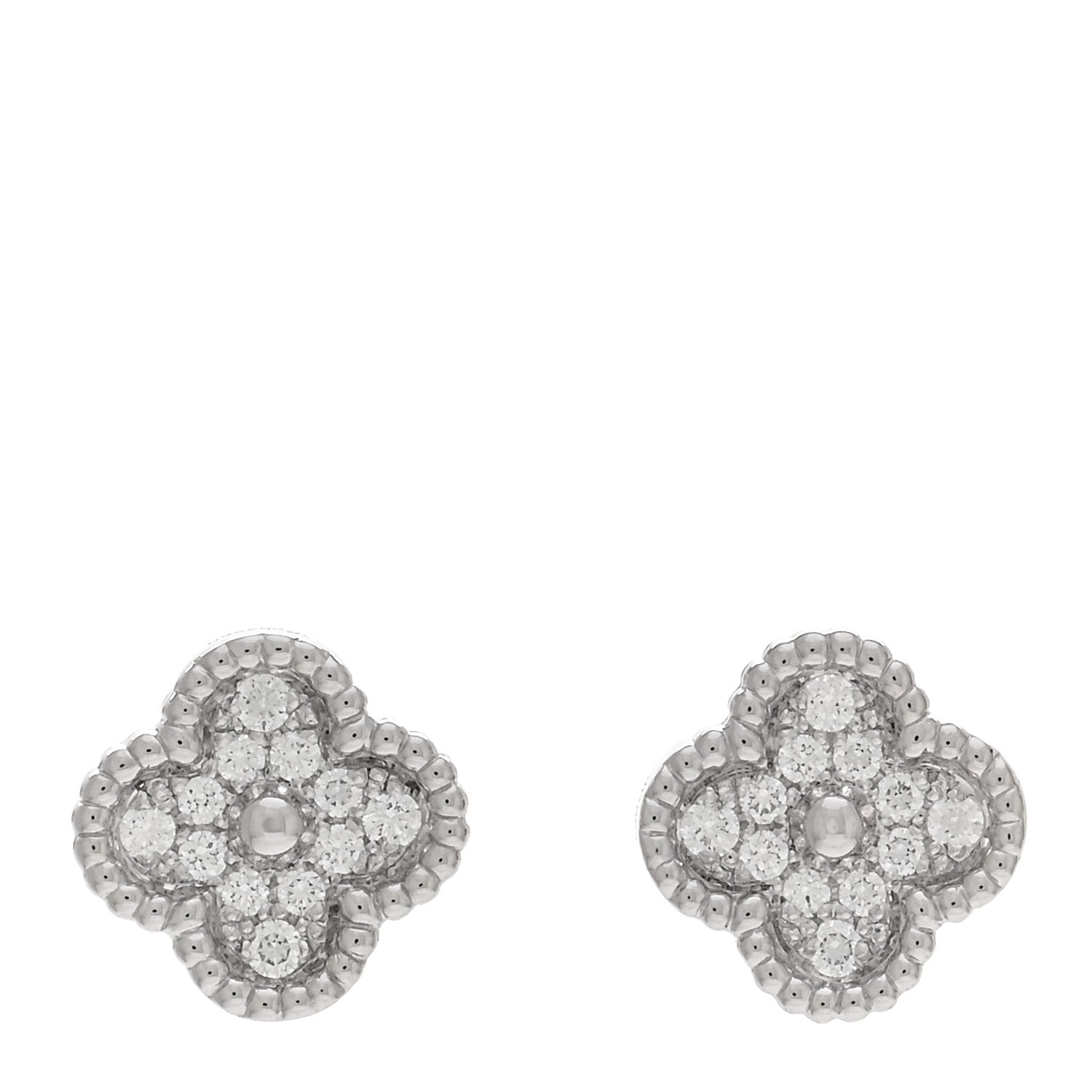 Van Cleef & Arpels 18K White Gold Diamond Sweet Alhambra Earrings 1 of 5