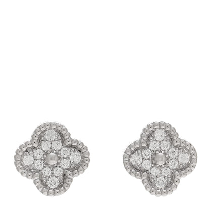 Van Cleef & Arpels 18K White Gold Diamond Sweet Alhambra Earrings 1 of 5