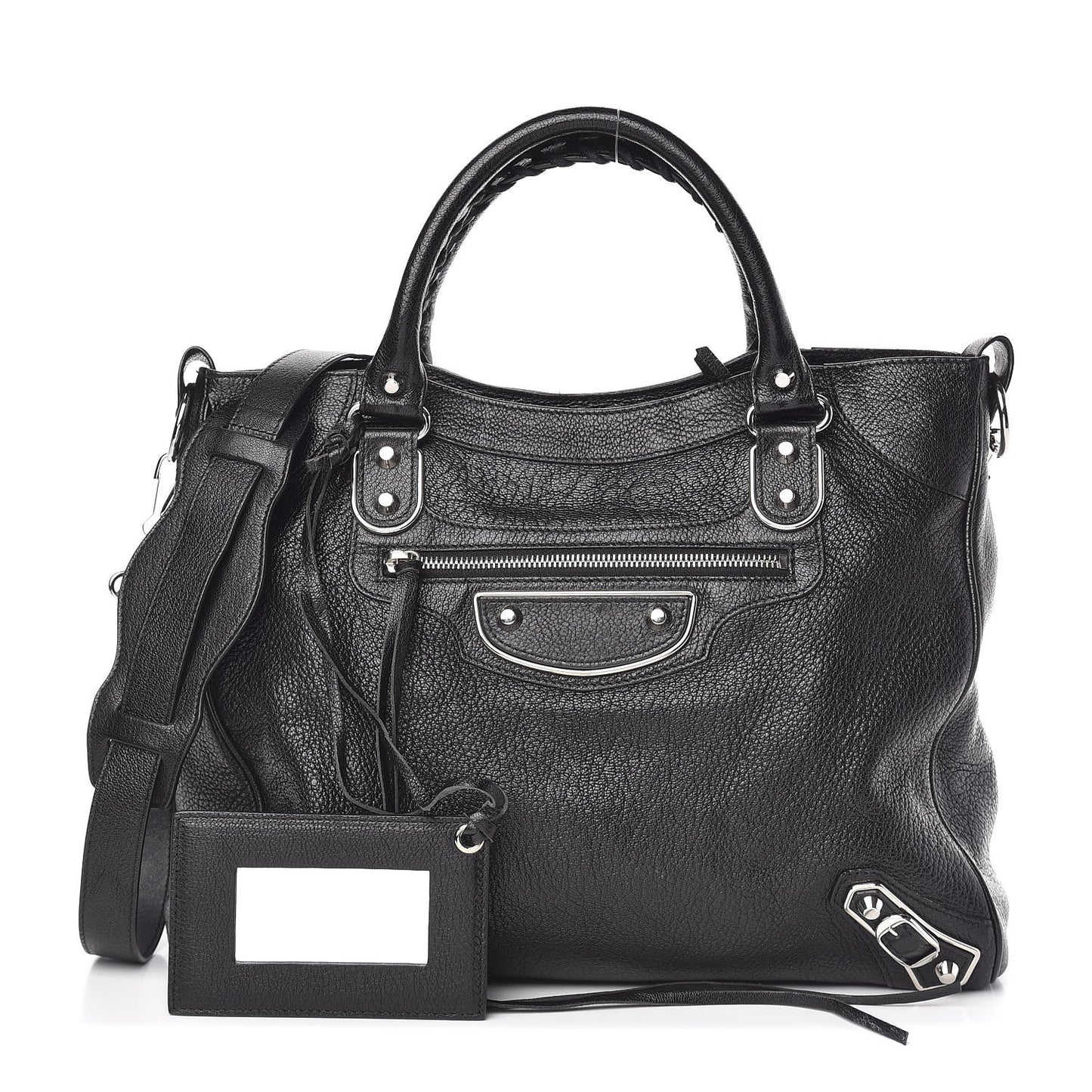 Chevre Silver Metallic Edge Hardware Velo Black