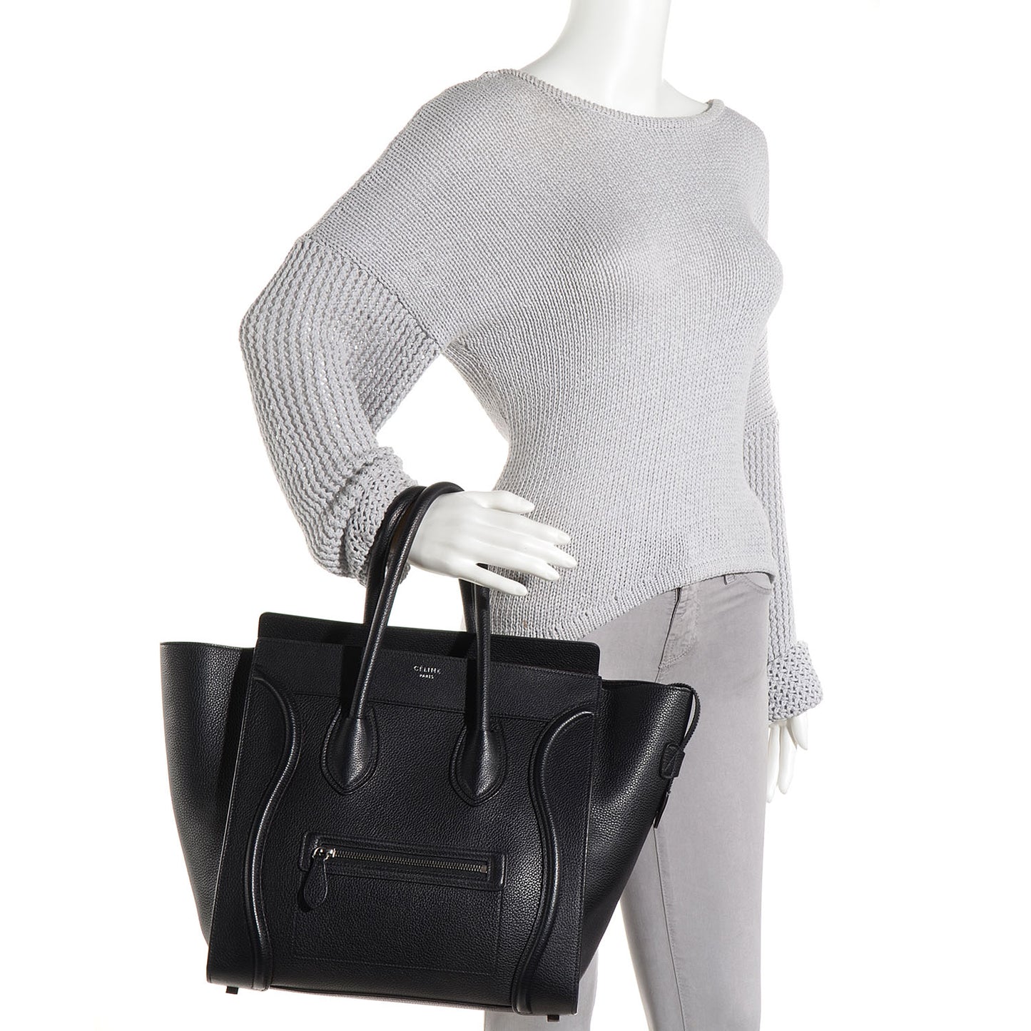 Drummed Calfskin Mini Luggage Black