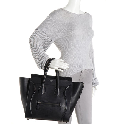 Celine Drummed Calfskin Mini Luggage Black 2 of 9