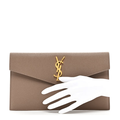 Saint Laurent Grain De Poudre Uptown Pouch Dark Beige 2 of 8