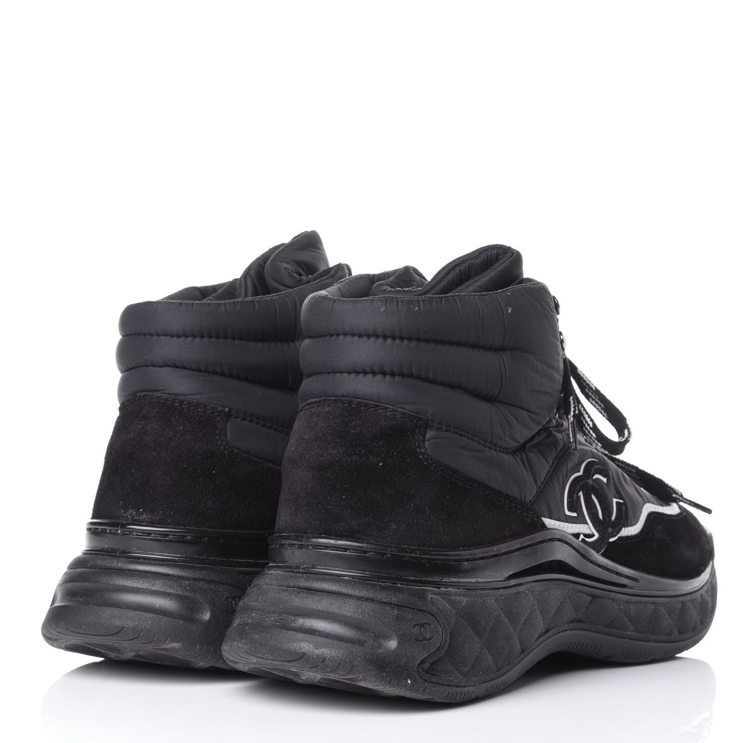 Chanel Fabric Suede Womens CC Sneakers 39.5 Black 4 of 10