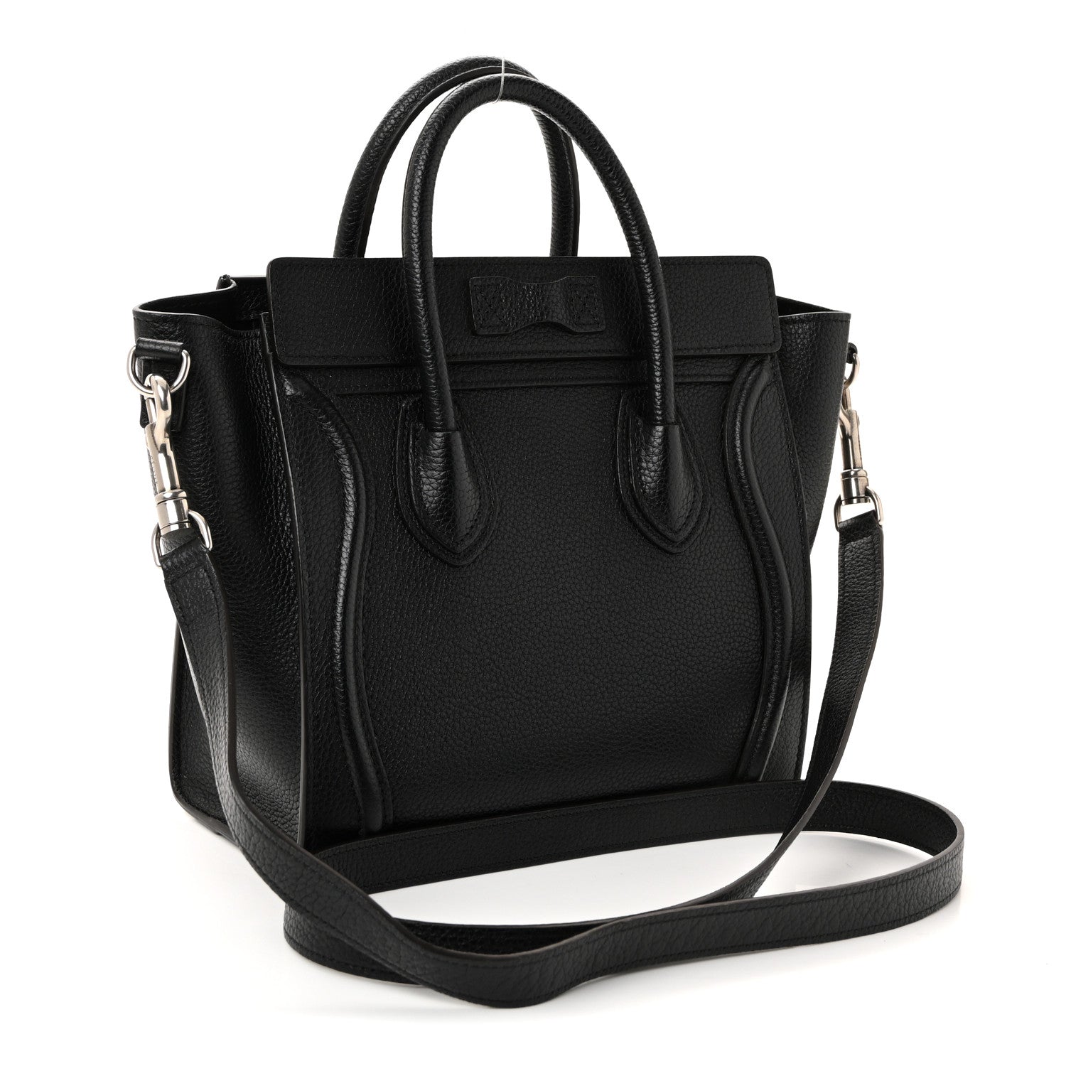 Celine Drummed Calfskin Nano Luggage Black 3 of 10