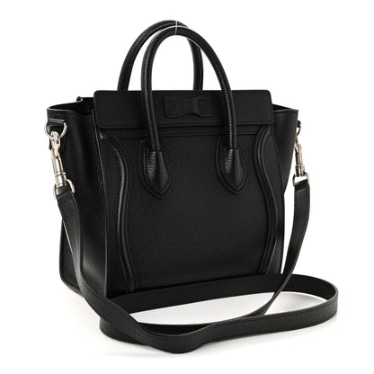Celine Drummed Calfskin Nano Luggage Black 3 of 10
