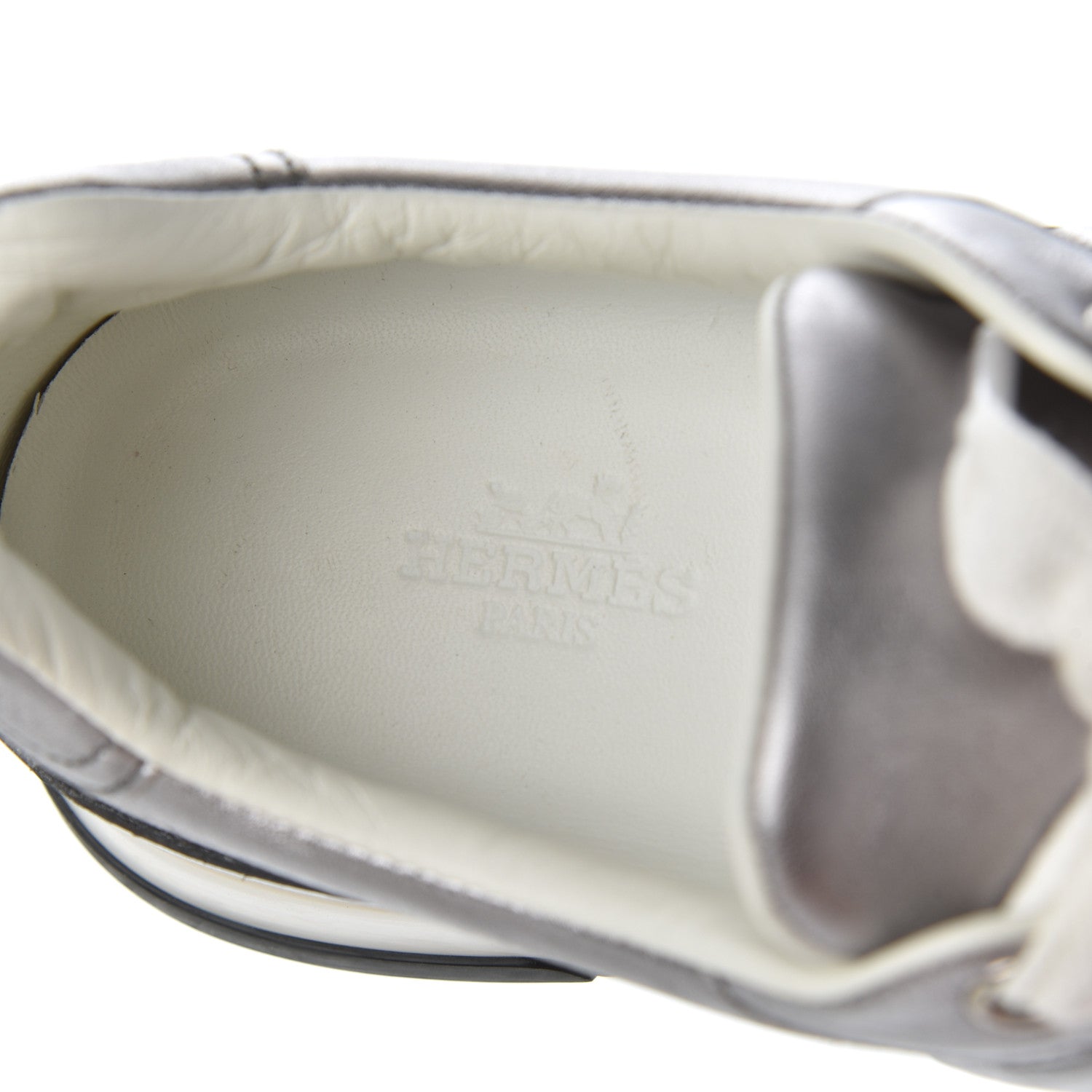 Hermes Metallic Nappa Womens Trail Sneakers 37 Gris Argente 7 of 22