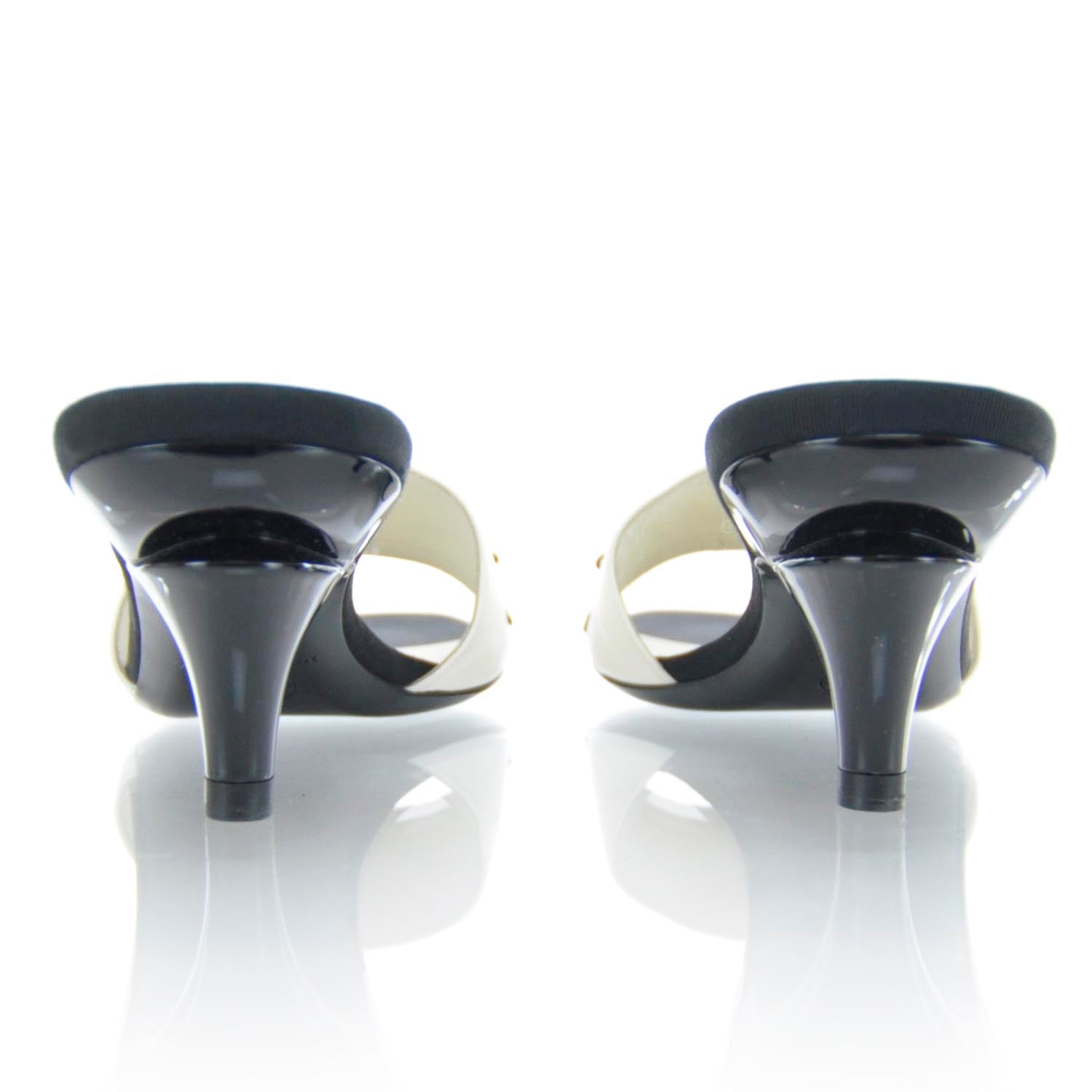 Chanel Leather CC Bow Mules 36 Black and White 2 of 8