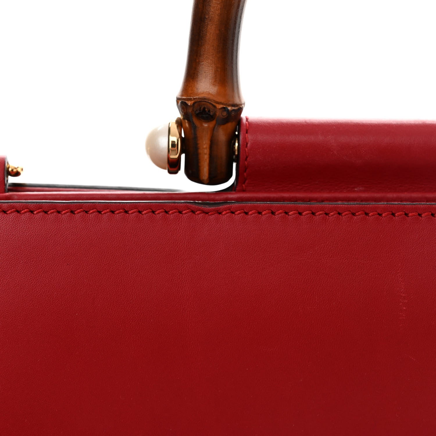 Gucci Nappa Bamboo Web Medium Nymphaea Top Handle Bag Hibiscus Red 15 of 19