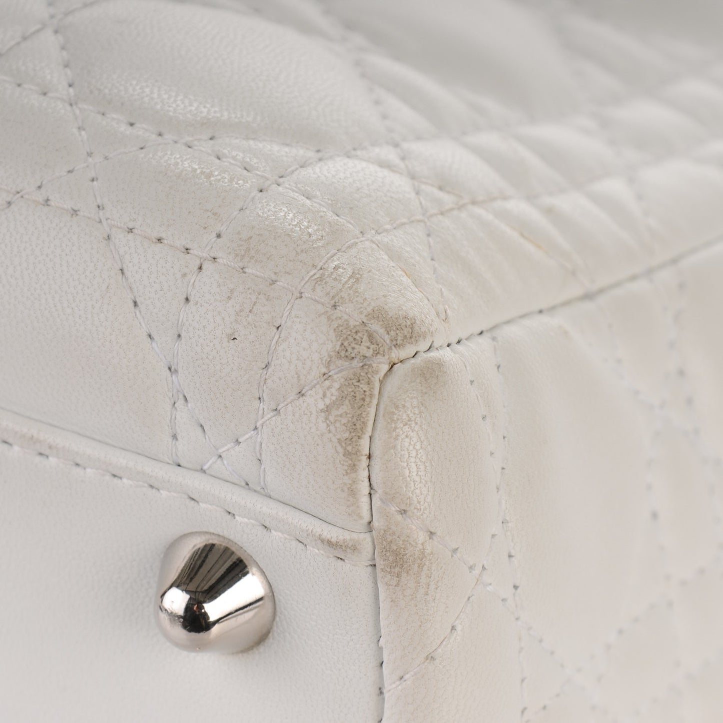 Lambskin Cannage Large Lady Dior White
