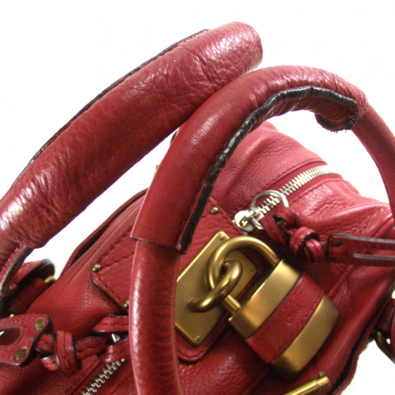 Leather Paddington Tote Red