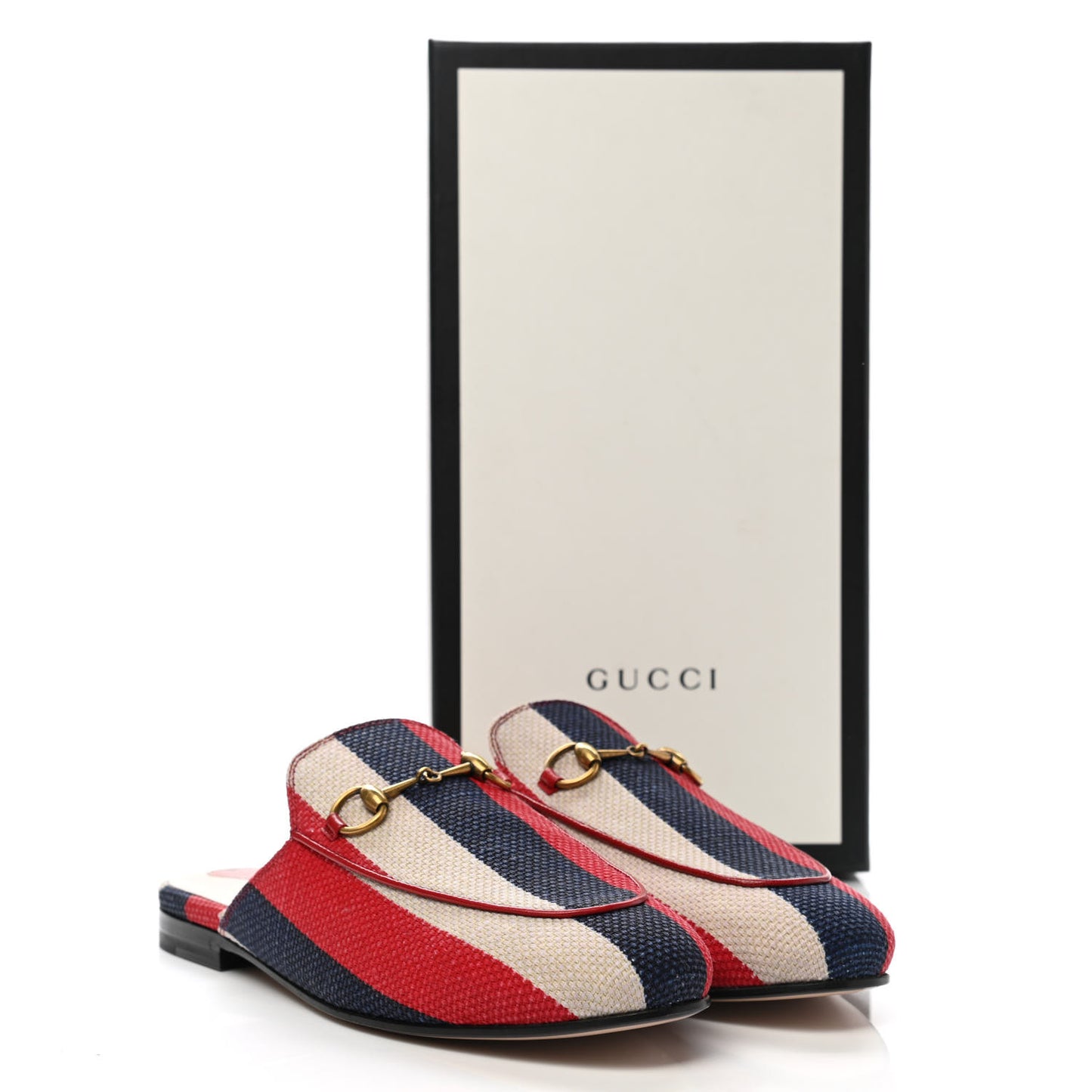 Canvas Sylvie Stripe Womens Princetown Slippers 38.5 Mystic White Hibiscus Red Maritime