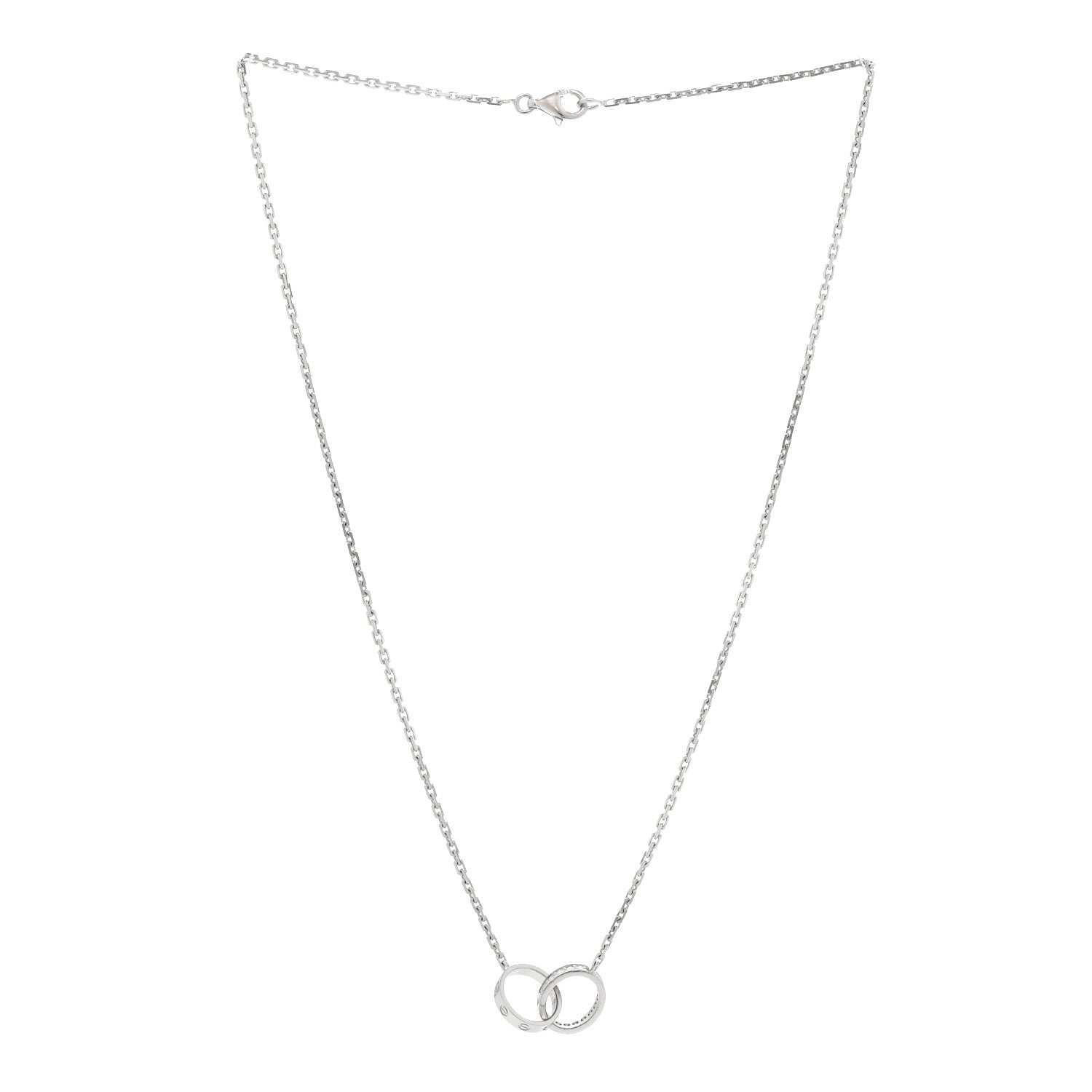 Cartier 18K White Gold Diamond Interlocking LOVE Necklace 3 of 5