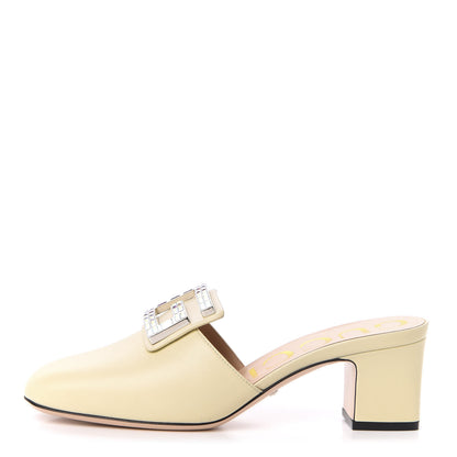 Gucci Malaga Kid Crystal Square G Madelyn Mules 37.5 Vintage White 1 of 9