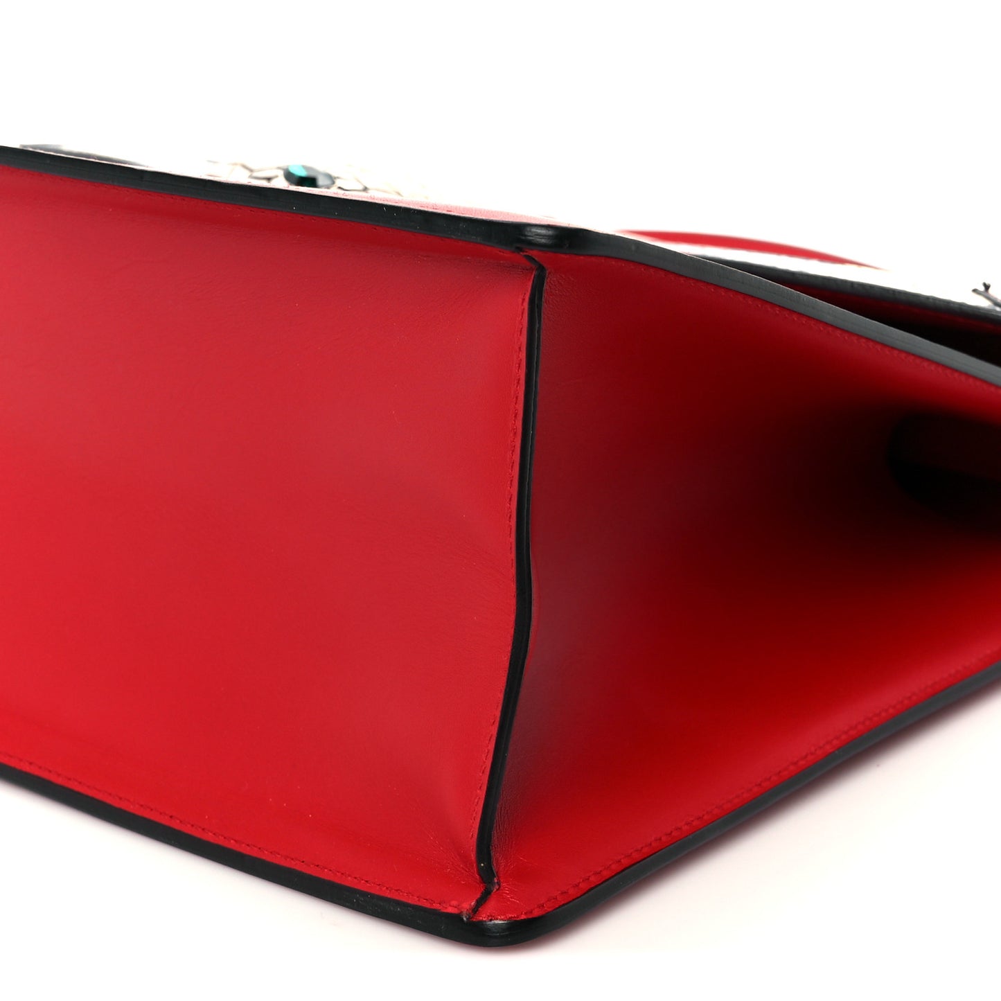 Calfskin Snakeskin Medium Lilith Top Handle Bag Red