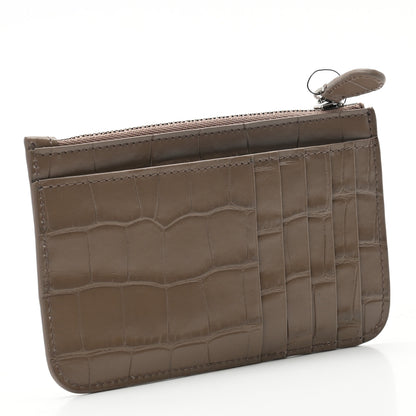 Balenciaga Shiny Calfskin Logo Crocodile Embossed Large Cash Long Coin Card Holder Mink Grey White 3 of 7