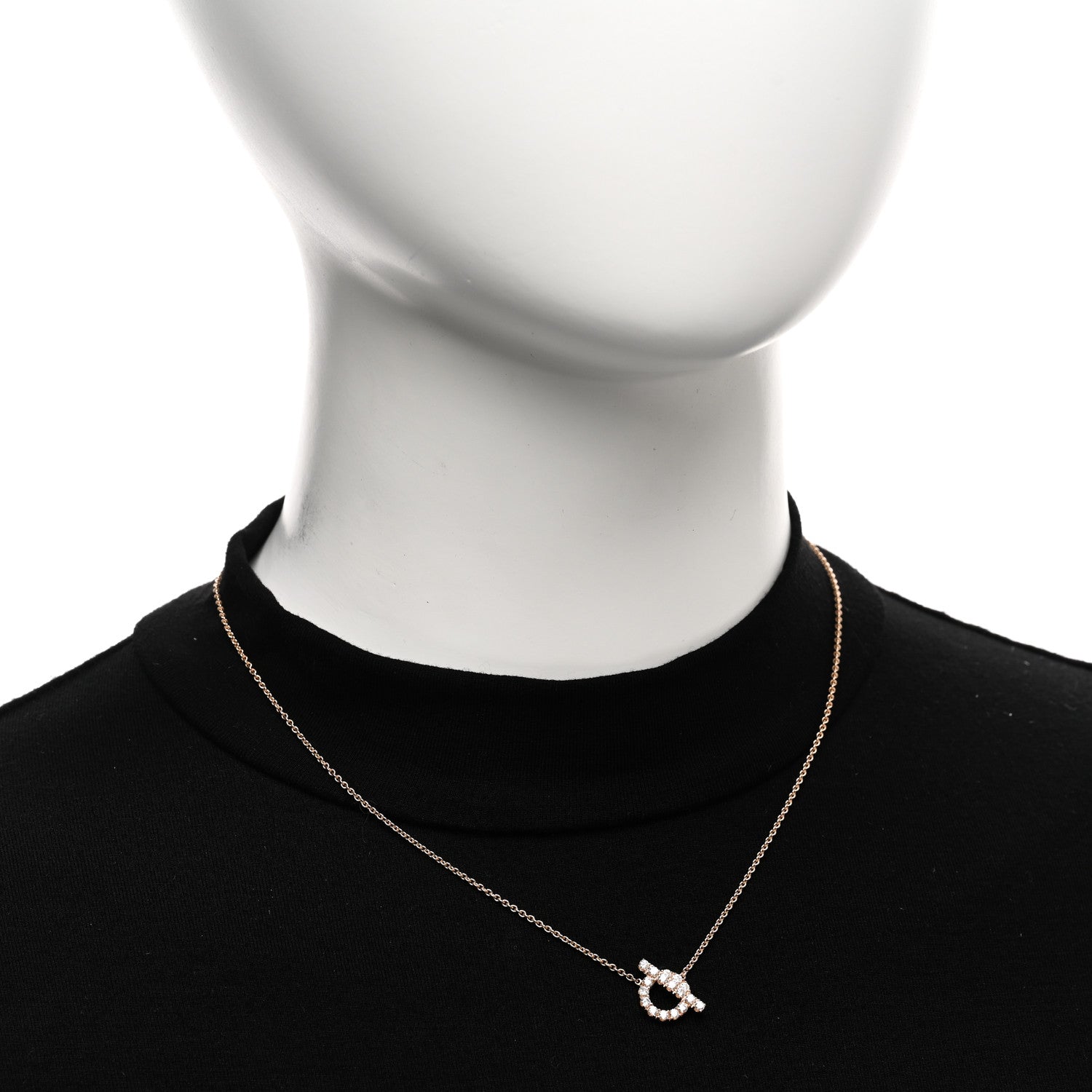 Hermes 18K Rose Gold Diamond Finesse Pendant Necklace 2 of 6
