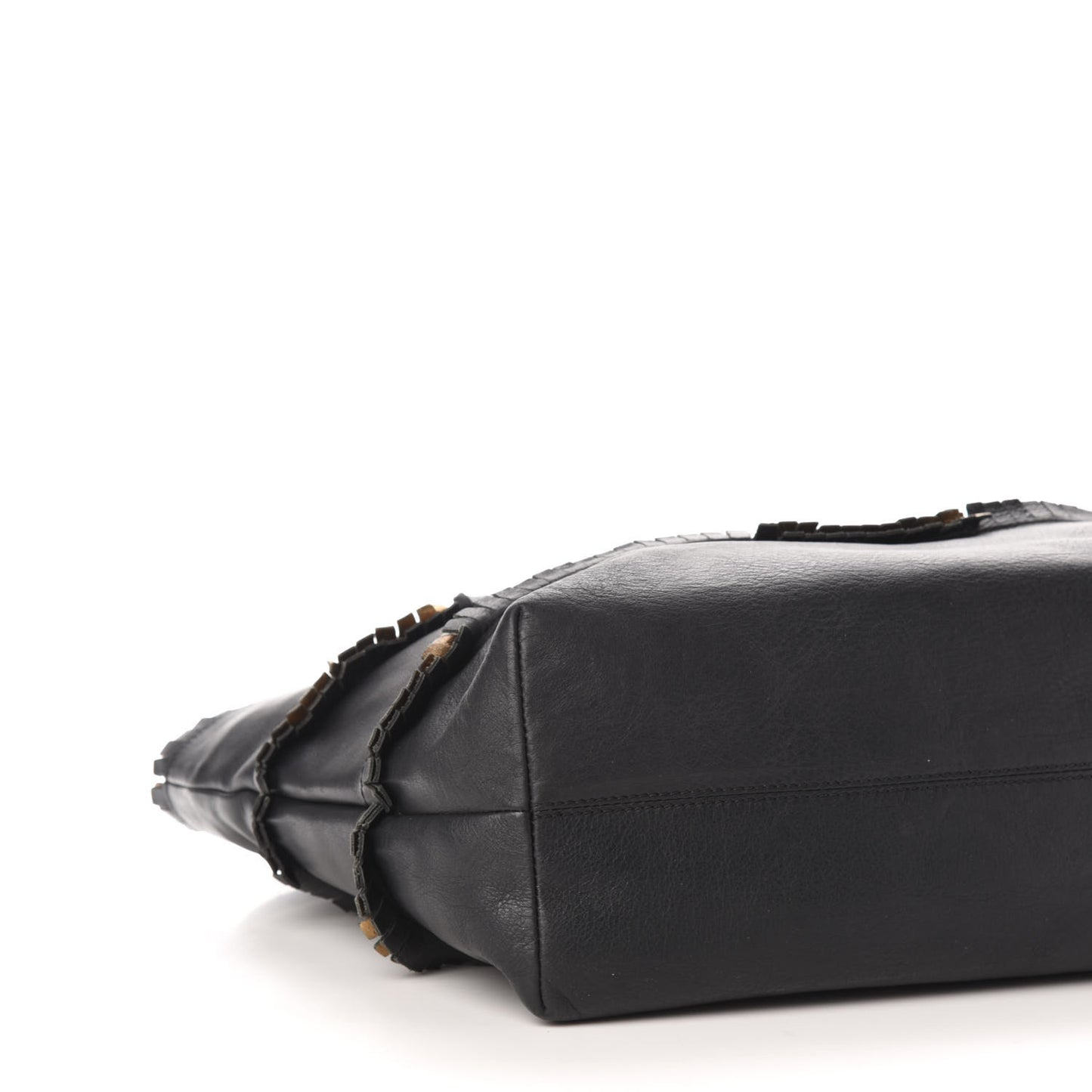 Calfskin Ruffle Roll Tote Black