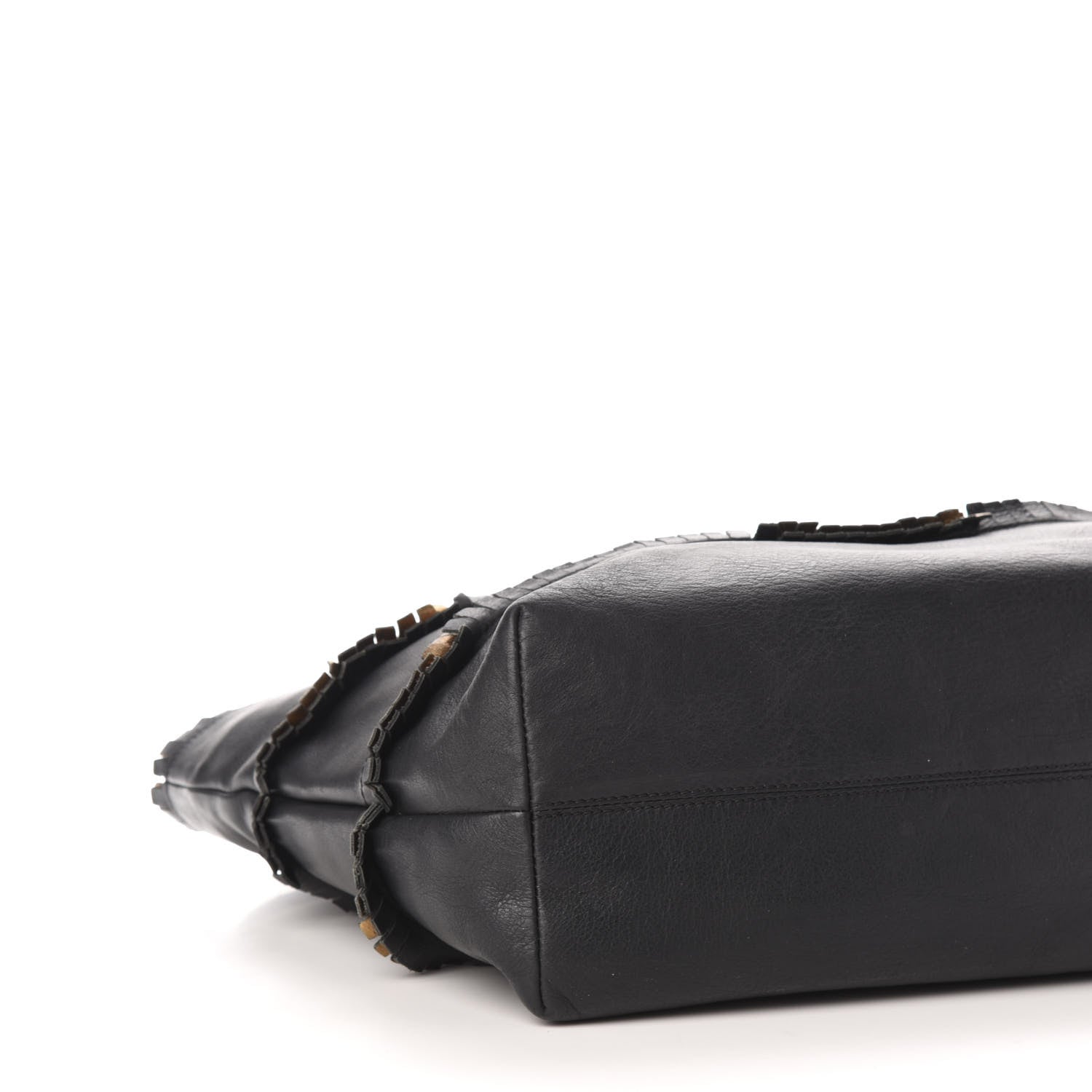 Fendi Calfskin Ruffle Roll Tote Black 9 of 13