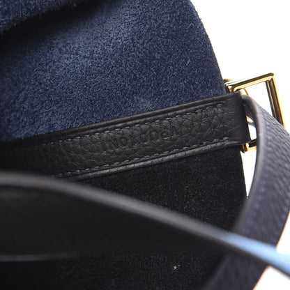 Hermes Taurillon Clemence Casaque Picotin Lock 18 PM Blue Nuit Black Bleu Frida 7 of 12