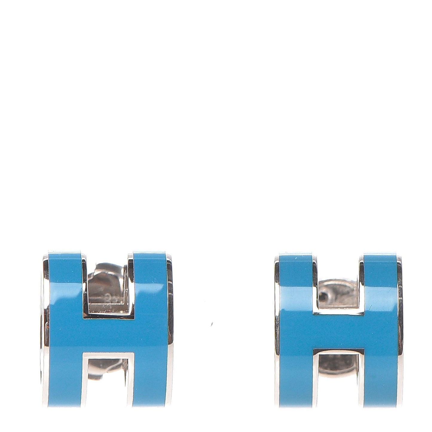 Palladium Lacquered Pop H Earrings Bleu Paradis