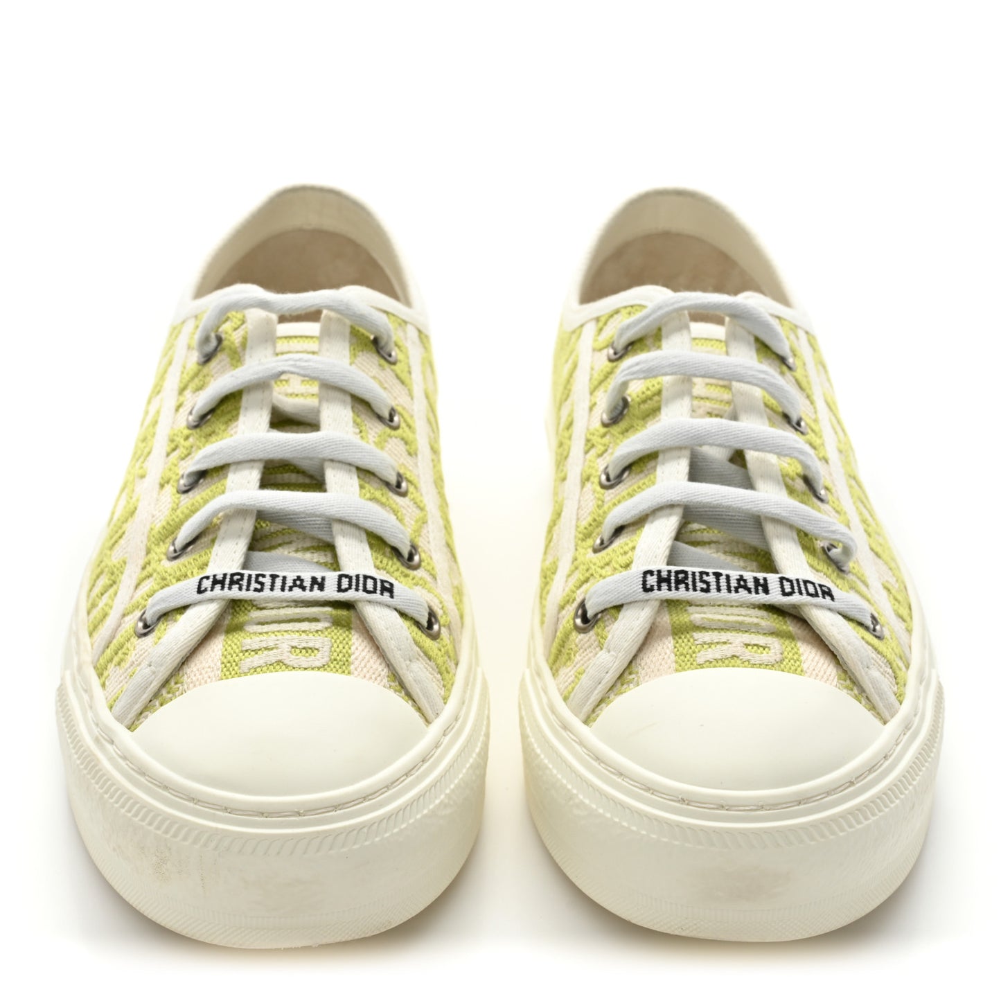 Canvas Oblique Walk'N'Dior Low Top Sneakers 37 Chartreuse