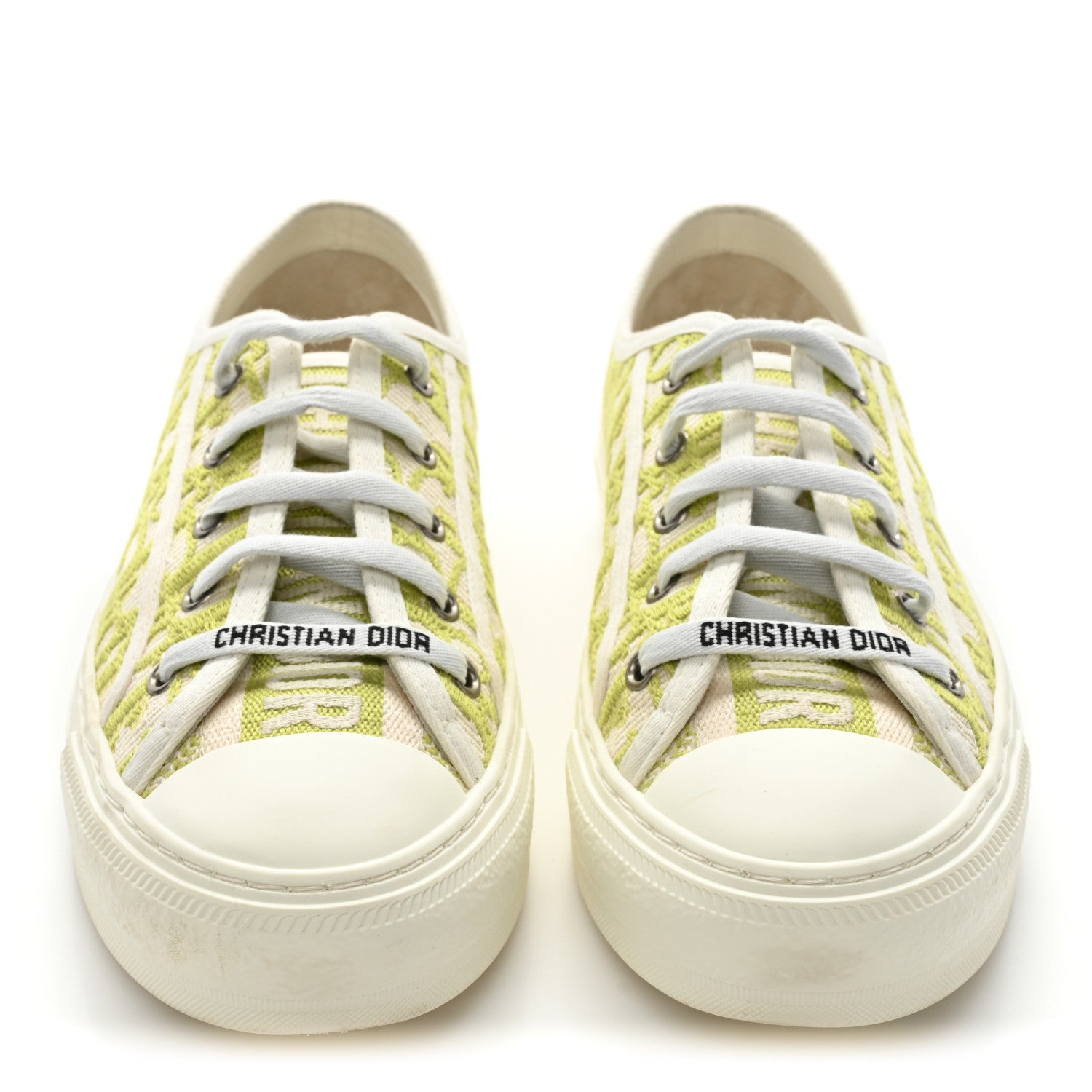 Christian Dior Canvas Oblique Walk'N'Dior Low Top Sneakers 37 Chartreuse 2 of 9