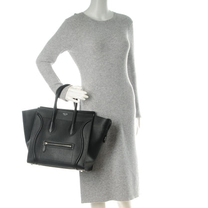 Celine Drummed Calfskin Mini Luggage Black 2 of 8