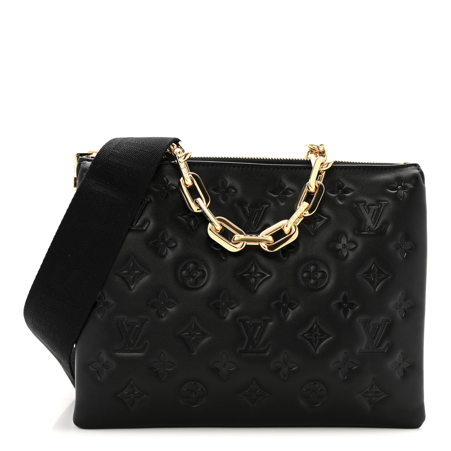 Lambskin Embossed Monogram Coussin PM Black