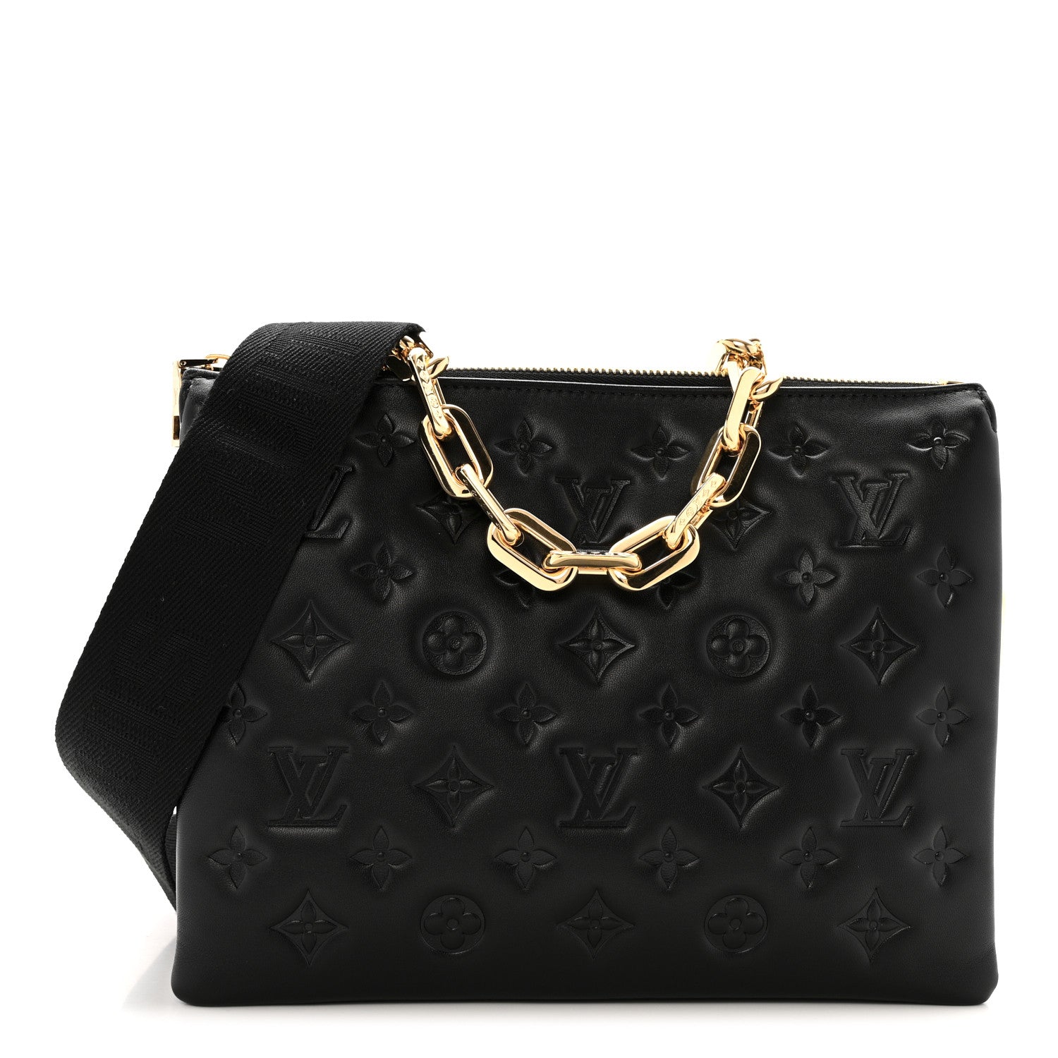 Louis Vuitton Lambskin Embossed Monogram Coussin PM Black 1 of 13