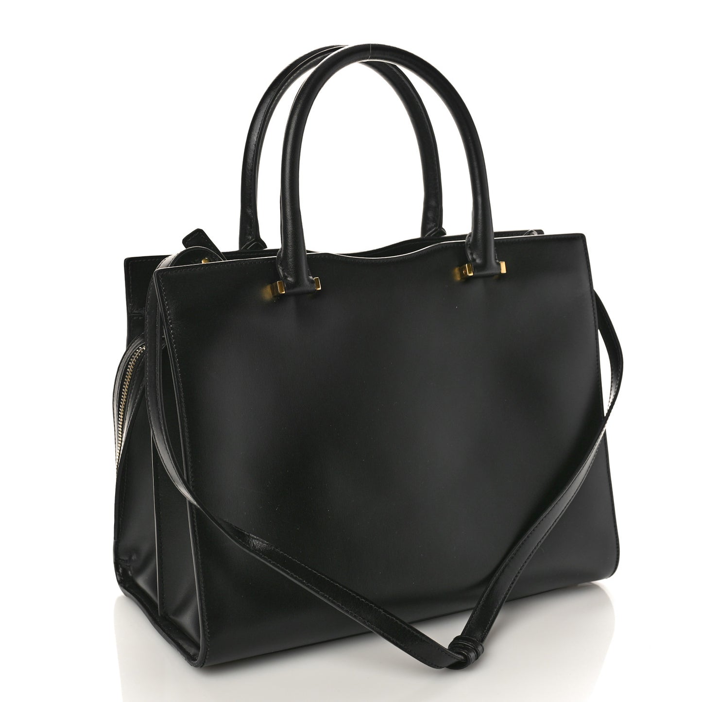 Shiny Calfskin Medium Uptown Tote Black