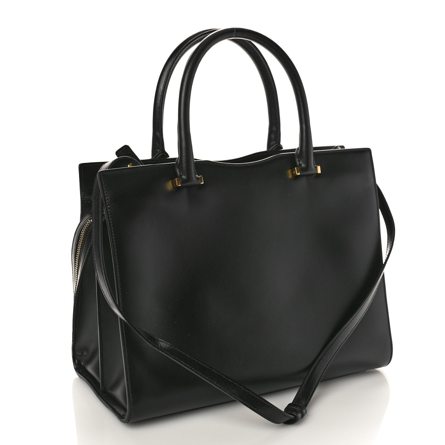 Saint Laurent Shiny Calfskin Medium Uptown Tote Black 3 of 10