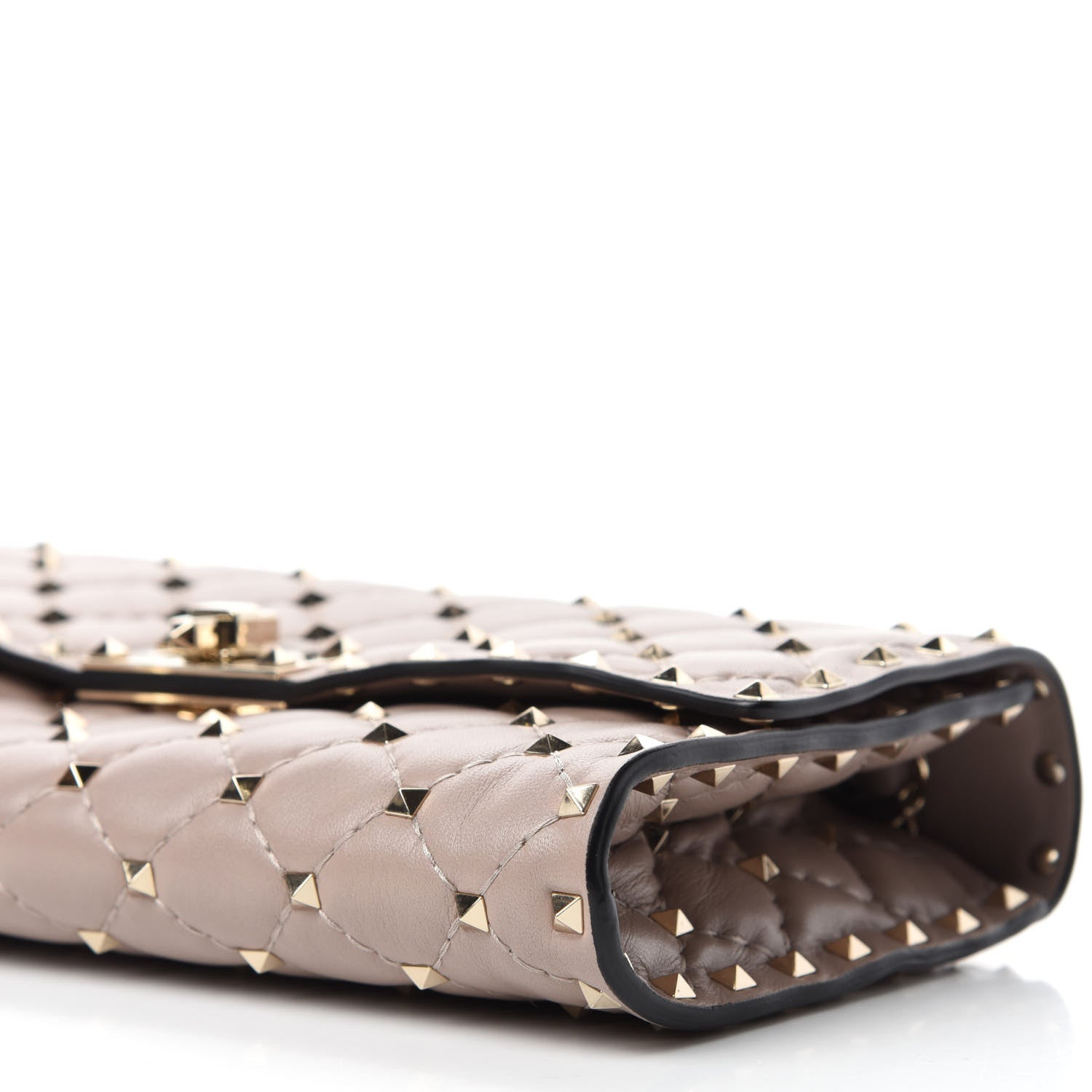 Valentino Garavani Lambskin Rockstud Spike Wallet on Chain Poudre 7 of 10