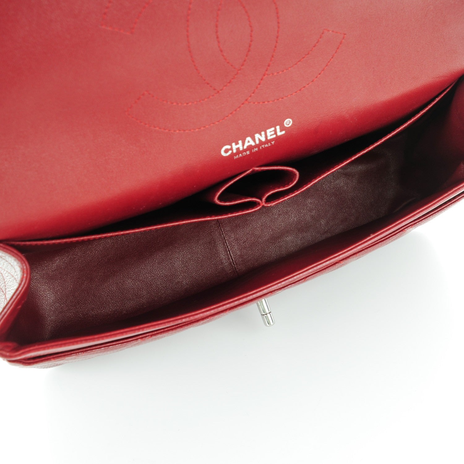 Chanel Caviar Quilted Jumbo Double Flap Dark Red 5 of 9