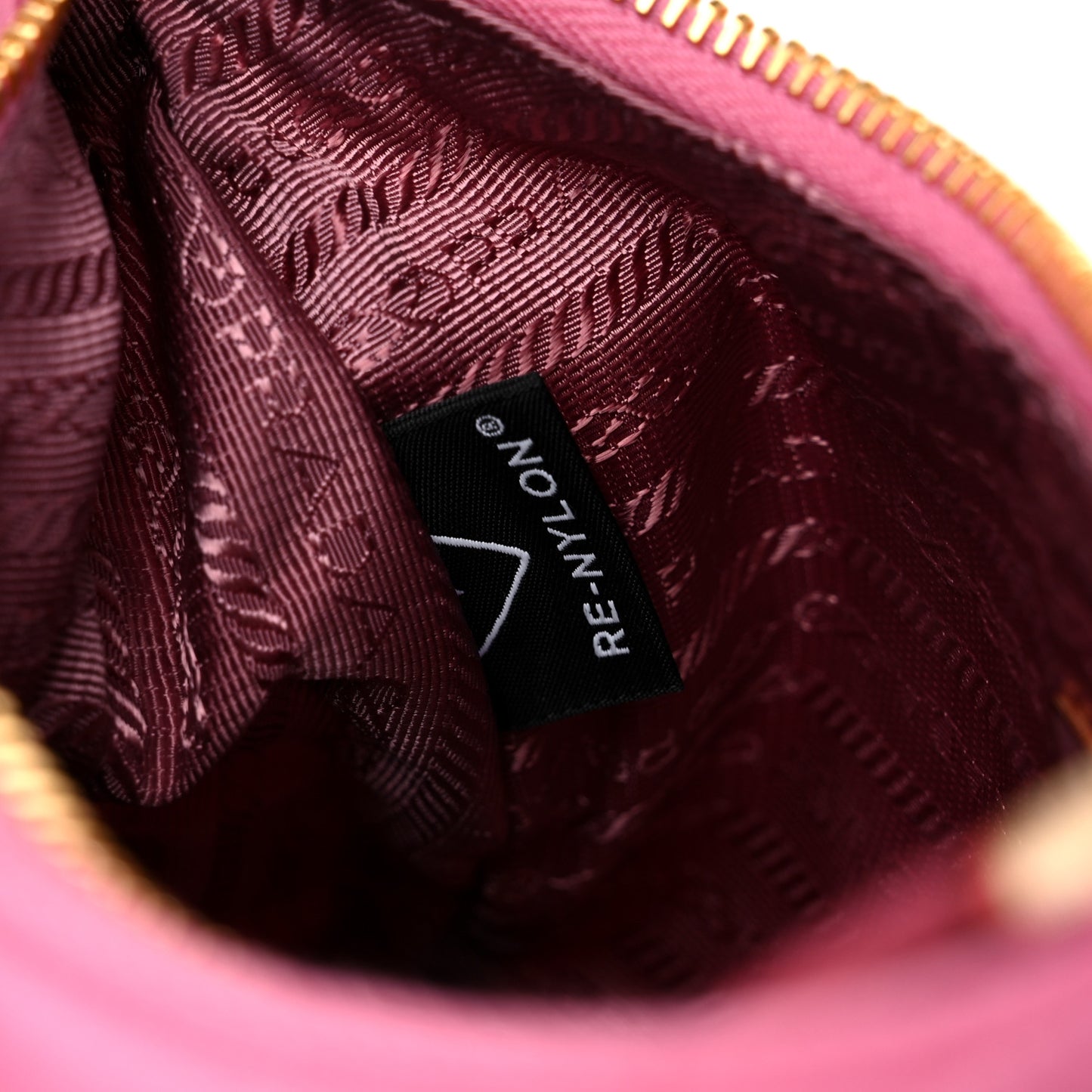 Re-Nylon Saffiano Stitched Mini Re-Edition 1995 Chaine Shoulder Bag Begonia