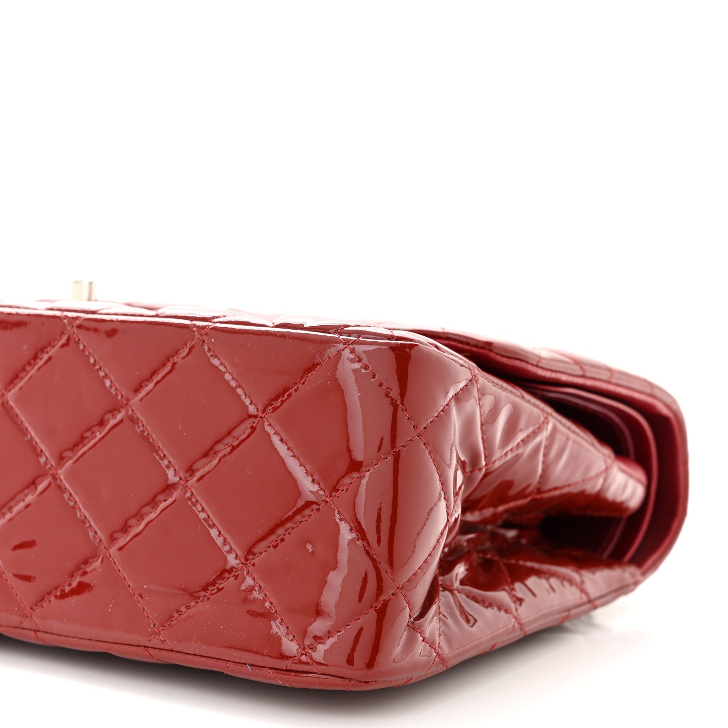 Chanel Patent Calfskin Quilted Jumbo Double Flap Red 10 of 14
