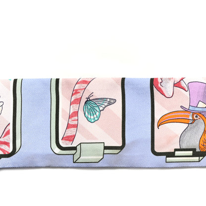 Hermes Silk Story Twilly Blue Pale Rose Vert 5 of 5