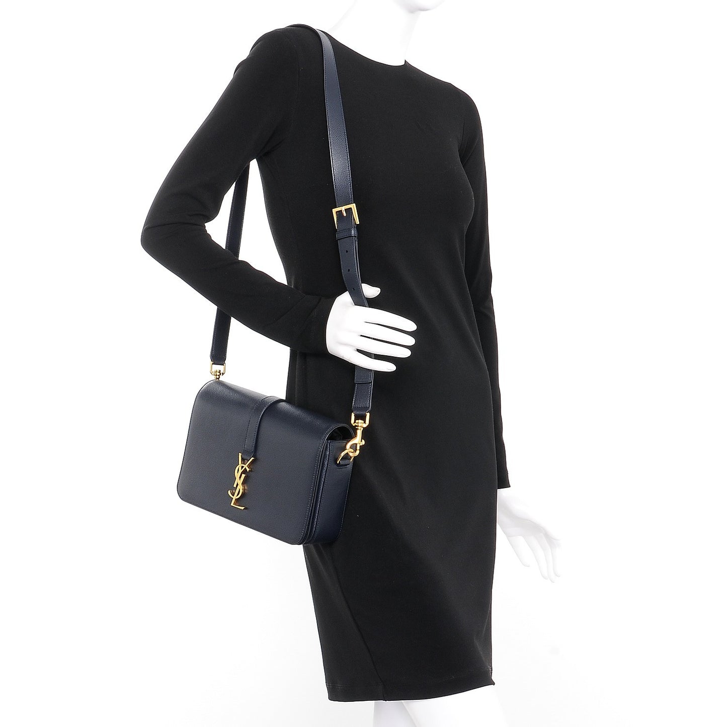 Textured Calfskin Medium Classic Monogram Universite Bag Navy