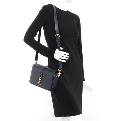 Saint Laurent Textured Calfskin Medium Classic Monogram Universite Bag Navy 2 of 7