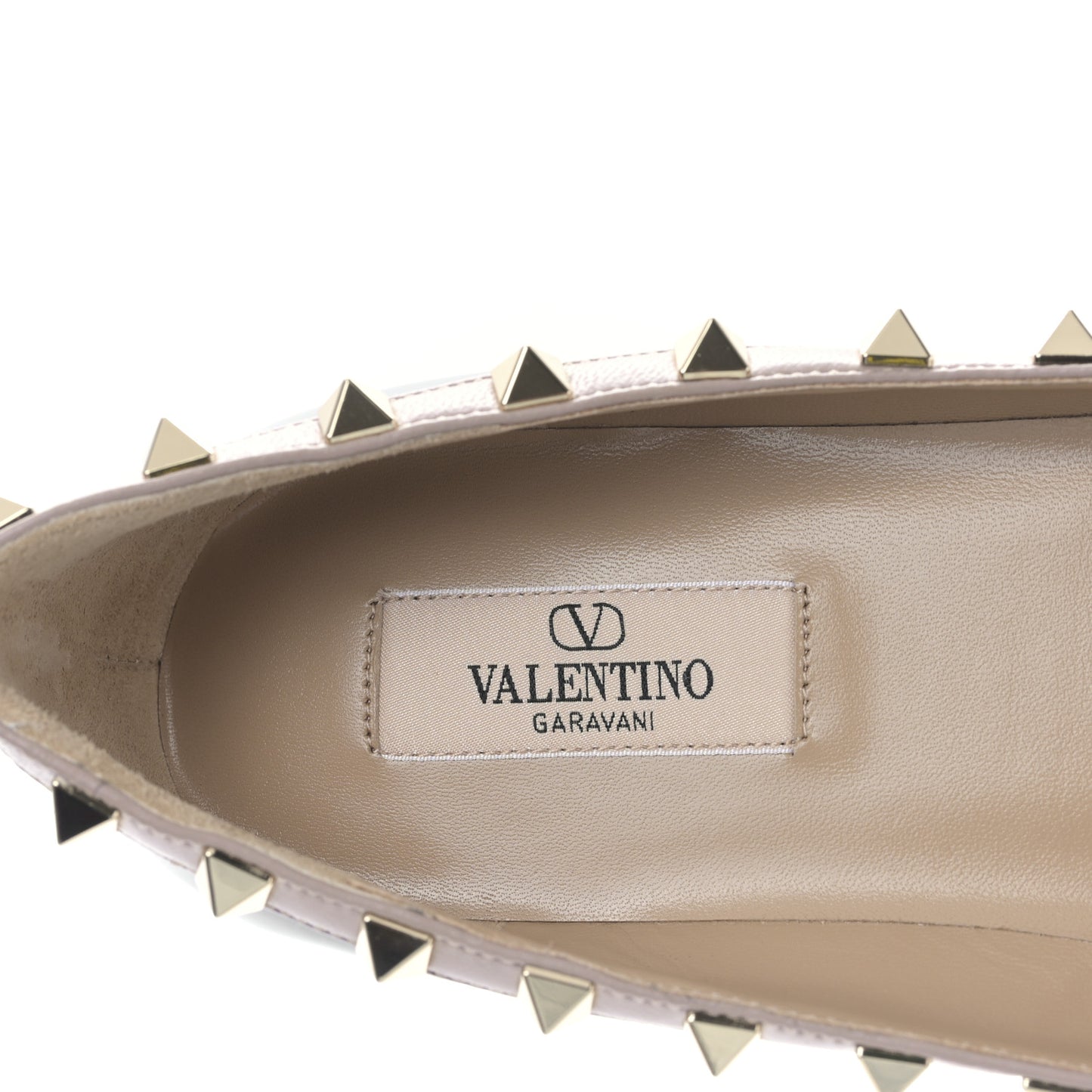 Patent Nappa Rockstud Ballerina Flats 38.5 Black Poudre