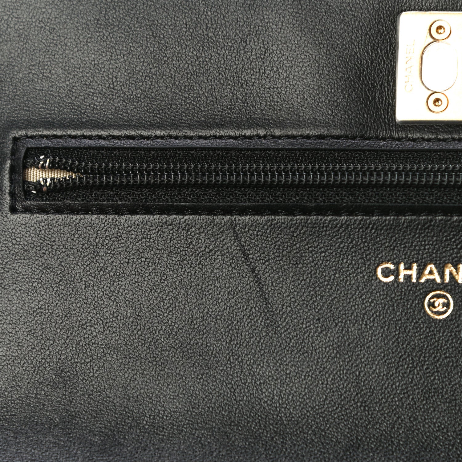 Chanel Lambskin Quilted CC Pearl Crush Wallet on Chain WOC Black 12 of 16
